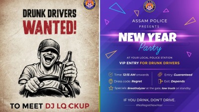 Anand Mahindra was all praise for messages shared by Assam Police to discourage drunk driving on New Year.