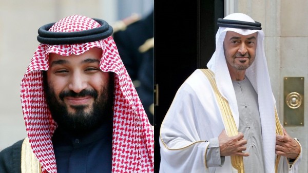 Saudi Arabia's de facto ruler Mohammed bin Salman and UAE President Mohamed bin Zayed Al Nahyan. (Getty Images)