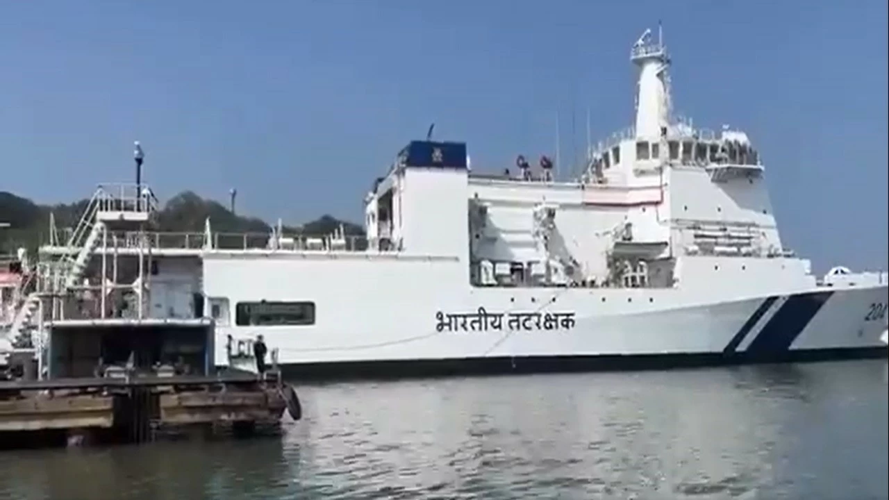 The 114.5-metre ship has more than 60% indigenous material. (Photo: @IndiaCoastGuard)