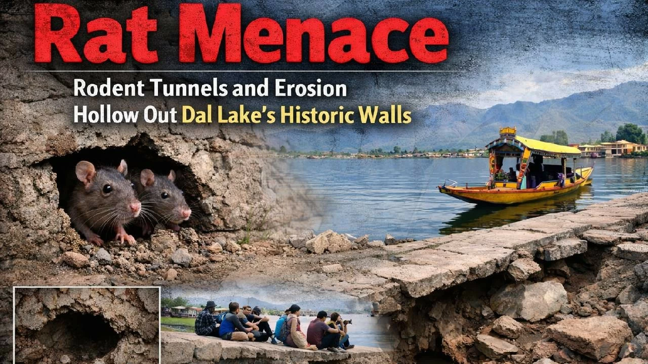 Dal Lake's historic retaining walls in Srinagar face a severe structural crisis, turning hollow and posing grave safety risks. (AI generated Image)
