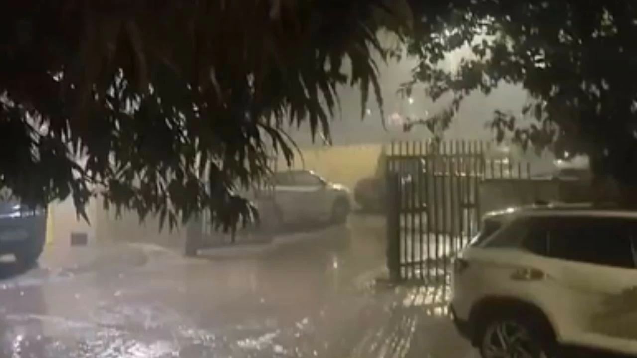 Visuals from Gurugram after heavy showers on Friday morning 