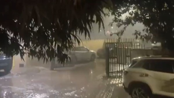Visuals from Gurugram after heavy showers on Friday morning 