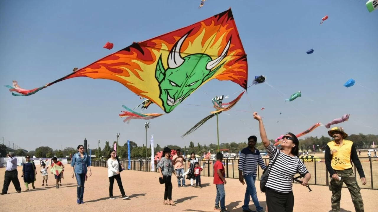 Festival-goers enjoying the Kite Festival
