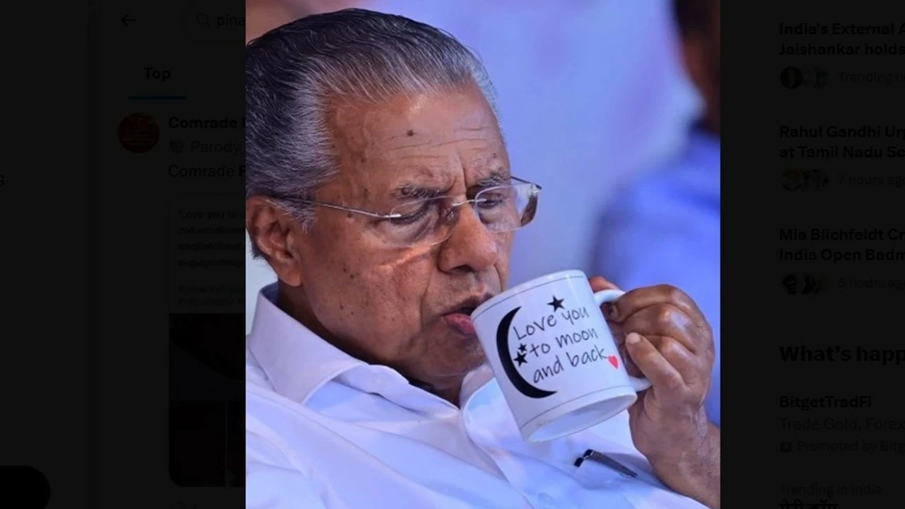 Kerala CM Pinarayi Vijayan drinking water during a protest in Thiruvananthapuram on Monday.