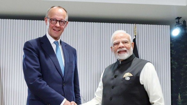 PM Modi, German Chancellor Friedrich Merz at bilateral talks in Gujarat. (Image: X)