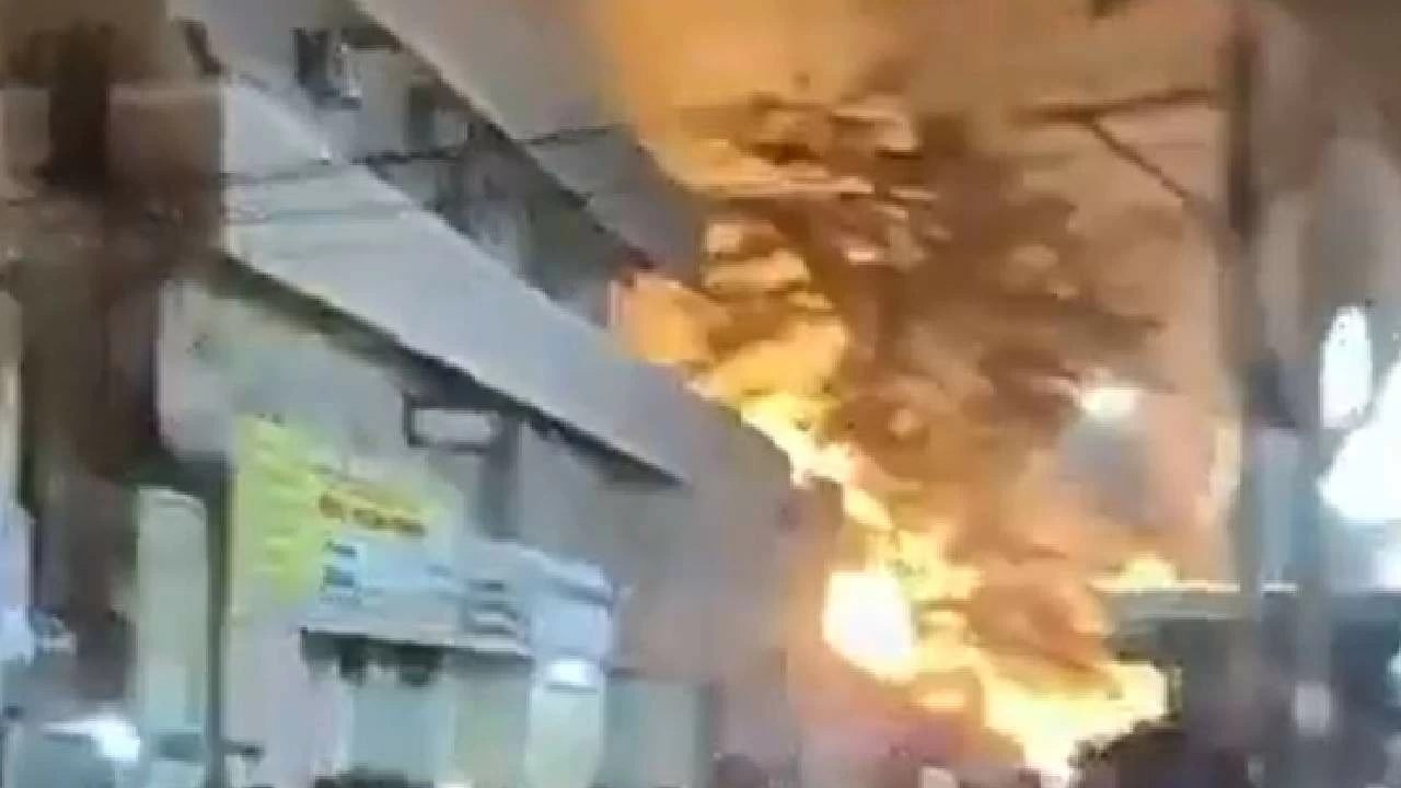 Fire breaks out at a gas refilling centre in Kukatpally, Hyderabad. 