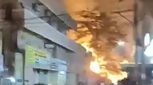 Fire breaks out at a gas refilling centre in Kukatpally, Hyderabad. 