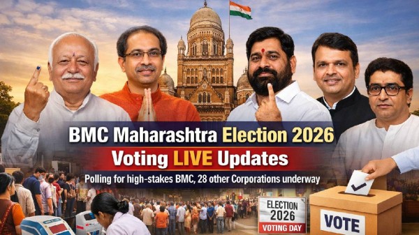 Voting is underway for BMC, 28 other municipal corporations in the state. Voters can cast their ballots till 5:30 PM today. (AI-Generated Image)