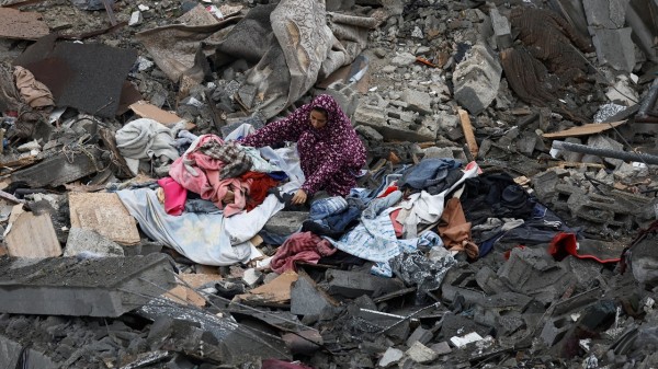 Aftermath of an Israeli strike on a house, in the central Gaza Strip.