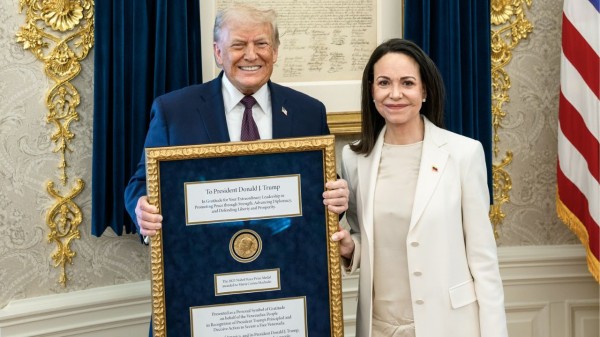 US President Donald Trump received the Nobel medal of Venezuela's Opposition leader, María Corina Machado