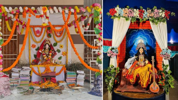 Simple and elegant Basant Panchami puja decoration ideas