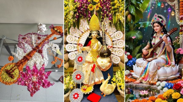 Simple and elegant Basant Panchami puja decoration ideas