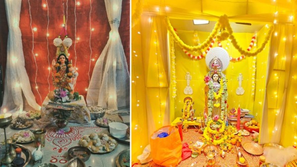 Simple and elegant Basant Panchami puja decoration ideas