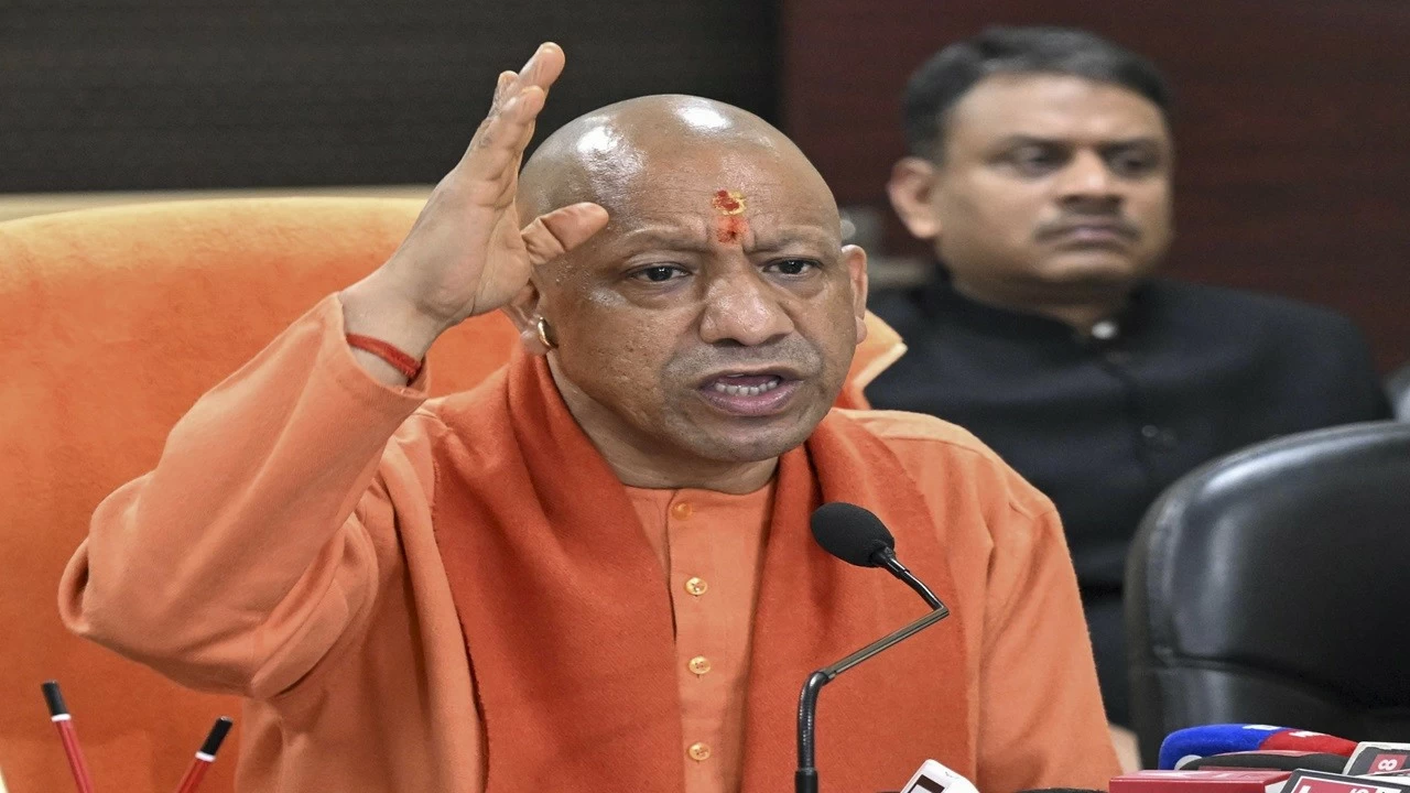 Uttar Pradesh Chief Minister Yogi Adityanath speaks during a review meeting on ongoing development works and law-and-order situation in Varanasi on Saturday. 