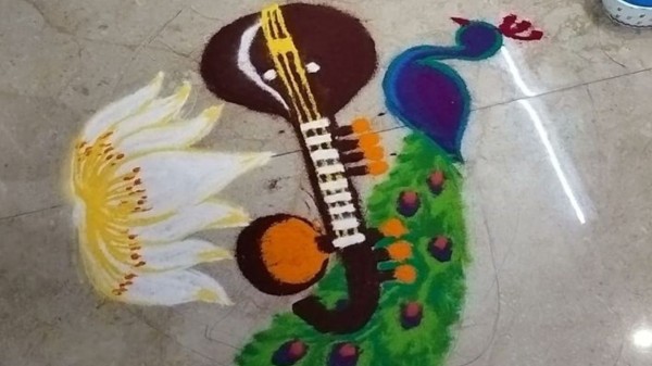 Basant Panchami rangoli ideas to brighten your home for Saraswati Puja