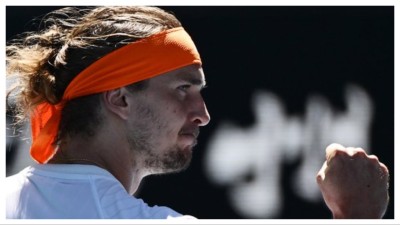 Alexander Zverev celebrates his win on Sunday.