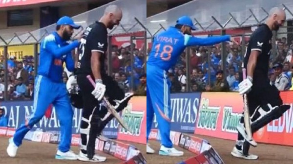 IND vs NZ: Virat Kohli playfully pushes Daryl Mitchell out of ground after century in 3rd ODI - WATCH