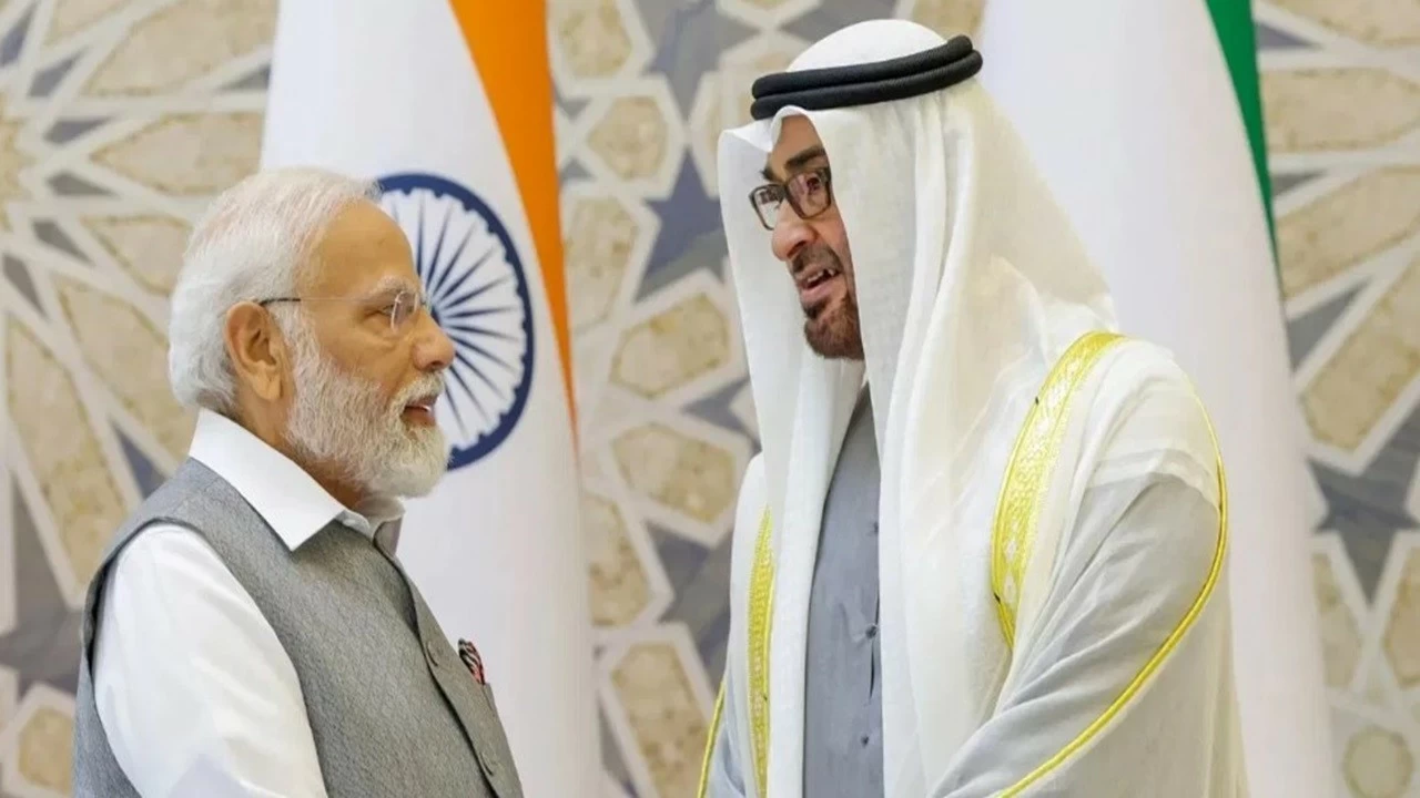 PM Modi with UAE President Mohamed bin Zayed Al Nahyan.