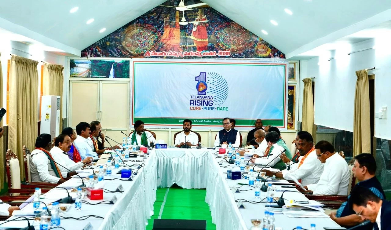 Telangana cabinet meeting held in Medaram, the first one out of Hyderabad. 