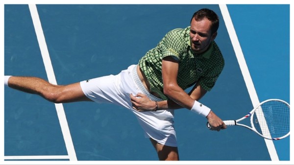 Daniil Medvedev in action on Monday.