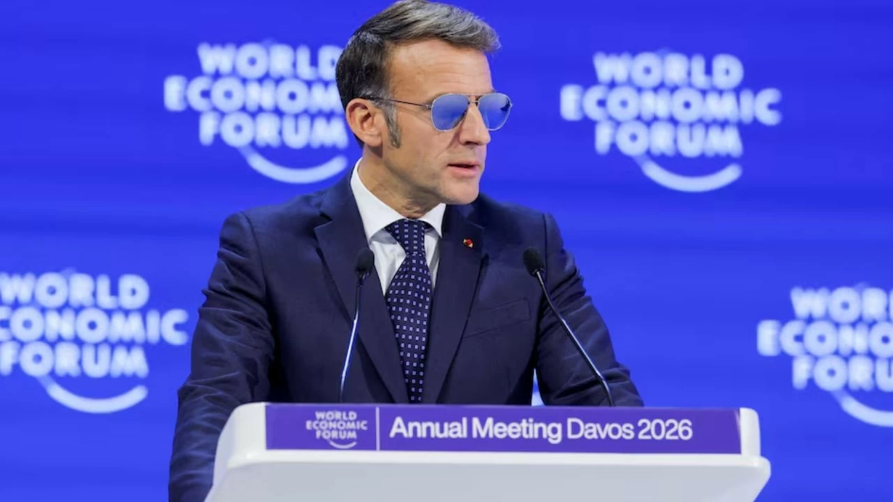 France's President Emmanuel Macron attends the 56th annual World Economic Forum (WEF) meeting in Davos, Switzerland on January 20