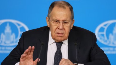 Russian foreign minister Sergei Lavrov speaks during a press conference in Moscow on January 20
