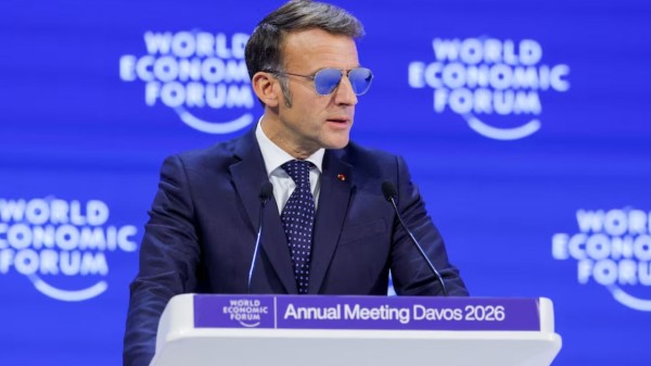 France's President Emmanuel Macron attends the 56th annual World Economic Forum (WEF) meeting in Davos, Switzerland on January 20