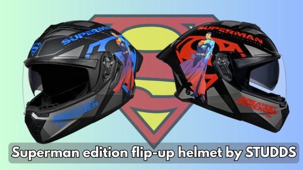 Superman edition flip-up helmet in India by STUDDS